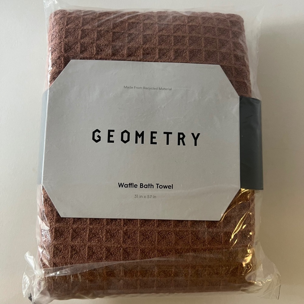 Geometry Waffle Bath Towel Dusty Rose Brown Geoweave Recycled 31x57